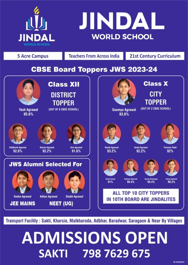 इस बार होगा सक्ती नगर का उत्कर्ष, सक्ती के मेधावी छात्र और शिक्षा जगत के लिए समर्पित शिक्षकों का होगा सम्मान, एकता पत्रकार संघ का आयोजन 3 jindalworldschool28paperfullpageadddesign292538874611323991079 kshititech